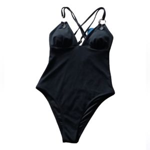 NWT CUPSHE black one-piece swimsuit size women's medium
